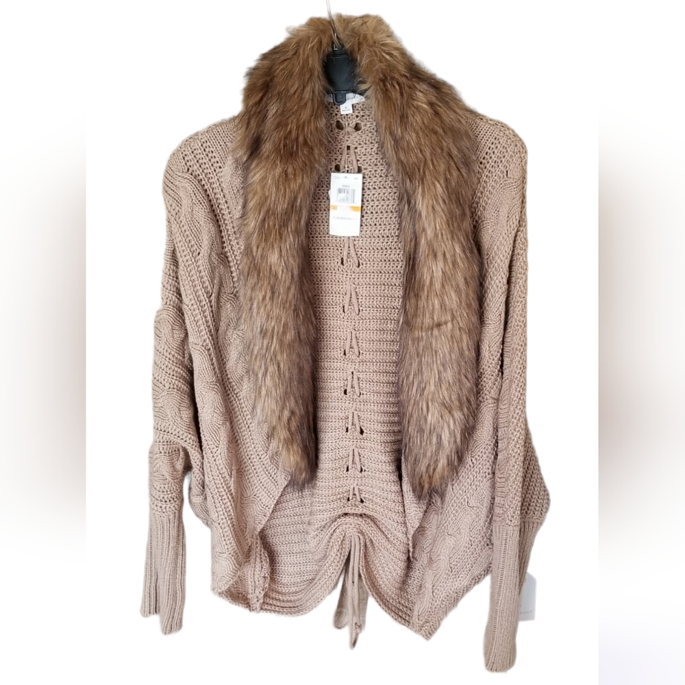 Coco + Jameson Knit Cardigan w/Faux Fur Collar